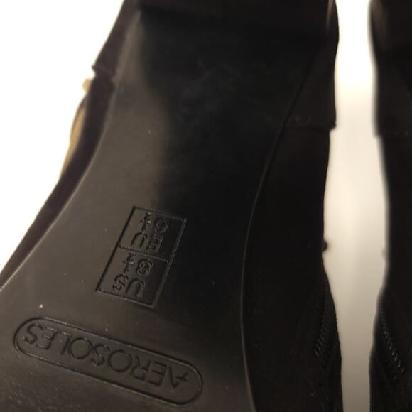 Aerosoles Black Heels Size 8.5 Effortless Shooties Gold Buckle - Picture 11 of 16